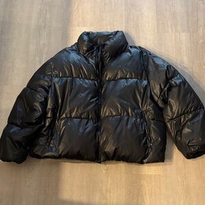 Old Navy Glossy Black Puffer Jacket